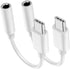 Universal 2-Pack USB-C to 3.5mm Headphone Jack Adapter Audio Adapter, Compatible with iPhone 15/15 Plus/15 Pro/15 Pro Max, Galaxy S23/S23/S22/S21 ...