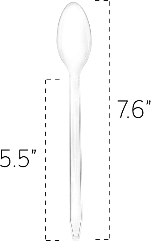 Cornucopia Brands Plastic Ice Cream Spoons Long-Handled (100-Pack); Bulk Clear Disposable Soda and Sundae Spoons w/Long Handles...