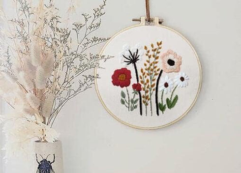 3 Pack Embroidery Starter Kit for Beginners Stamped Cross Stitch Kits with Cute Flowers and Plants Patterns with Embroidery Hoops and Color Thread...