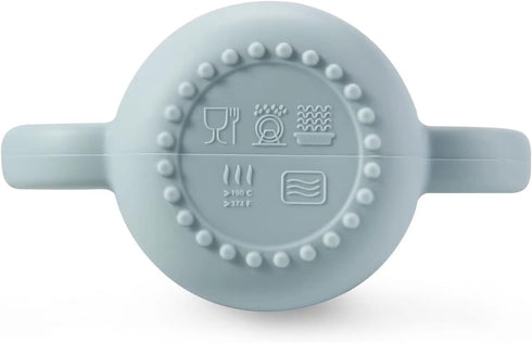 PandaEar 2 Pack 100% Tiny Silicone Drinking Training Cup with Handles & Straw for Baby and Toddler (White Blue)...