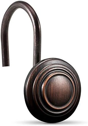CHICTIE Bronze Shower Curtain Hooks - Oil Rubbed,Set of 12 Circle Decorative Shower Curtain Rings,Metal Rustproof Shower Curtain Hooks for Bathroo...