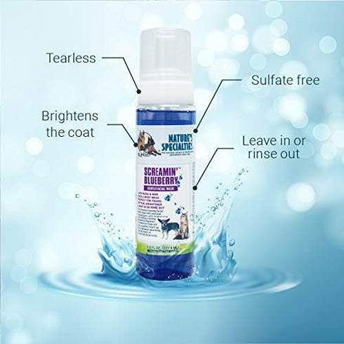 Nature's Specialties Screamin' Blueberry Dog Gentle Facial Wash for Pets, Natural Choice of Professional Groomers, Optical Brightener, Made in USA...
