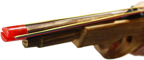 Wood Rubber Band Gun with Orange Safety Tip Wooden Toy Easy Load Outdoor Toy Gun with 100 Rubber Bands 12 Inches Length...