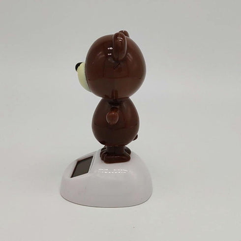1Pc Brown Solar Dancing Bear Toy Solar Powered Dancing Figurine Car Dashboard Decor, Bobbling Head Bear Toys Shaking Head Dolls Solar Power Kits...