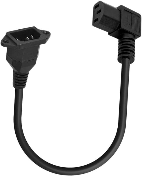 C14 to C13 Panel Mount Power Cable, 90 Degree Right IEC 320 C13 Female to C14 Male PDU Power Supply Extension Cord, for Computer LED HDTV Monitor ...