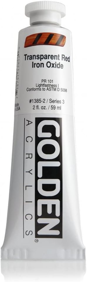 2 Oz Heavy Body Acrylic Color Paints Color: Transparent Red Iron Oxide...