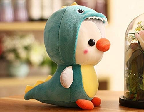 Duck/Penguin Stuffed Animal in Dinosaur Costume Adorable Plushies Wearing Green Dinosaur Outfit Plush Toys Great for Kids and Lovers,Stuffed Pengu...