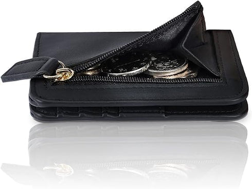 Gostwo Small Wallet for Women, Slim Bifold Credit Card Holder, Compact RFID Blocking Cash Wallet, Billfolds Thin Leather Zipper Pocket, Mini Walle...