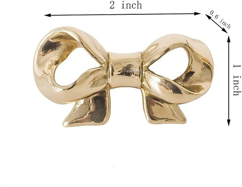 UniDes Pack of 2 Gold Brass Knobs for Dresser,Drawers and Cabinet, Decorative Bow Knobs and Pulls for Kids,Children,Girls Bedroom,2 PC...