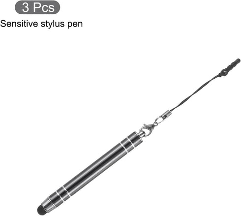 MECCANIXITY 3pcs Metal Touch Screen Pen Metallic Phone Stylus Pen Retractable Aluminum Alloy Mini Capacitive Pens Universal, Grey......