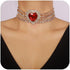 Chargances Boho Rhinestone Heart Choker Crystal Layered Sparkly Tassle Chain Necklace Trendy Love Collar for Women Bridal Wedding Valentine's Day...