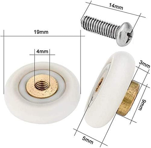4X Replacement Shower Door Rollers/Runners/Wheels 19mm Diameter...