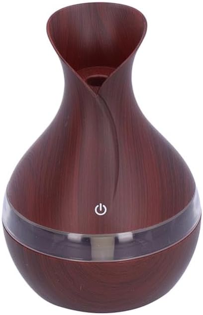 Essential Oil Aroma Diffuser Mini USB Humidifier, Natural Home Fragrance Diffuser with LED Colors Changing Light, Easy to Clean (Wood) (Dark Wood)...