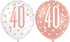 Unique Party 84918 Number Latex Balloons-12 | Rosegold | 6 Pcs, Rose Gold, Age 40...