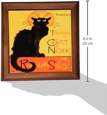 3dRose Le Chat Noir-Advertising, Art Nouveau, Black Cat, Cat, Cats, Chat Noir, Le Chat Trivet with Ceramic Tile, 8 by 8", Brown...