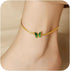 Green Butterfly Anklets for Women Waterproof Dainty 18k Gold Plated Ankle Bracelets Stainless Steel Cuban Link Foot Chain Anklet Summer Beach Foot...