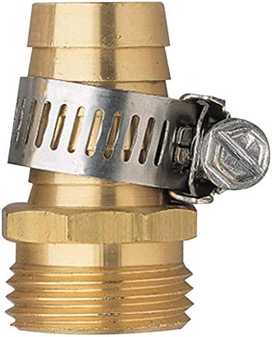 2 Pack 5/8 Inch Brass Male Thread Hose Repair Mender Hose Connectors with Stainless Clamp...
