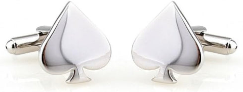 Spade Spades Playing Cards Poker Pair Cufflinks in a Presentation Gift Box & Polishing Cloth...
