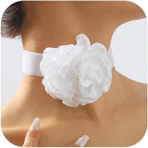 Jovono Flower Velvet Choker Necklaces White Collar Necklace Fashion Floral Necklace Accessories for Women...