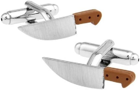 Cook Chef Knife Knives Butcher Cow Steak Pair Cufflinks in a Presentation Gift Box & Polishing Cloth...