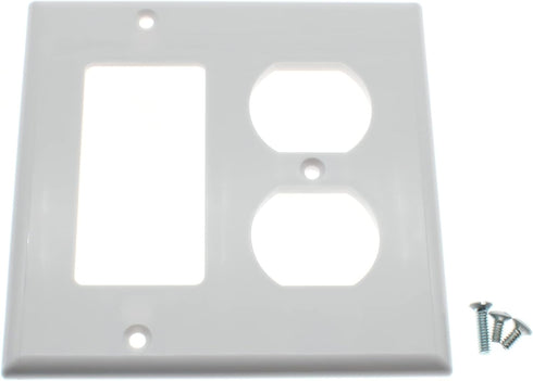 Duplex Receptacle Outlet and Decorator Switch Combination Wall Plate, OZXNO 1-Pack 2 Gang Standard Size Thermoplastic ABS Device Mounting Cover Pl...
