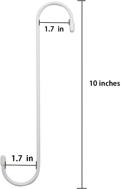6 Pack 10 inch White Steel Heavy-Duty S Hooks for Kitchen, Bathroom, Garage, Outdoor, Hangers, Towel, Utility, Food, Wall Mount, Decoration, Key H...