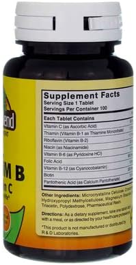 Nature's Blend Full Spectrum B with Vitamin C Powder, 100 Count (1269)...