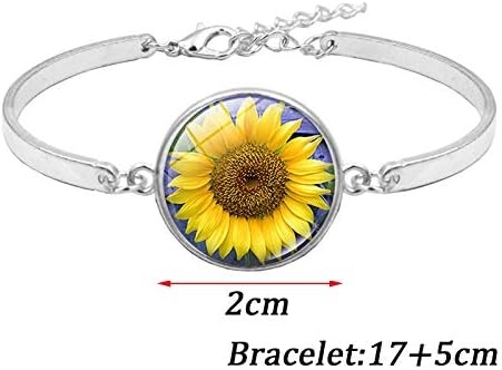 Yellow Sunflower Pendant Necklace Earrings Bracelet Inspirational Sunflower Necklace for Women Charm Sunflower Drop Earrings Spring Flower Jewelry...