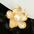 Yellow Flower White Pearl Brooch Gold Autumn Flower Pins Autumn Fall Flower Broach for Mother Wife GF Wedding Bridal Bouquet Party Charm Flower Pi...
