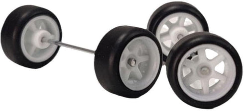 A Pair White Alloy 1:64 Wheels,Scale Alloy Wheels Rubber Tires,Model Alloy and Accessories Tires Wheel Rubber Tire and Wheel Sets Wheels and Tires...