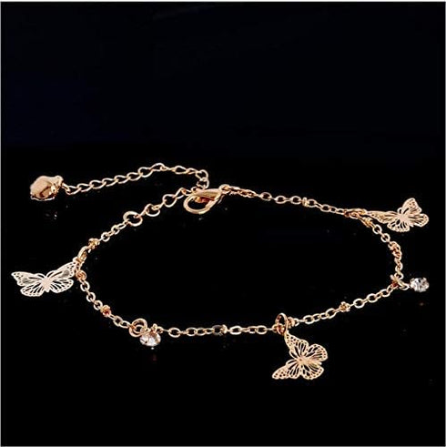 Sither Butterfly Anklet for Women Fashion Crystal Pendant Anklet Bracelets Chain Bohemian Adjustable Handmade Foot Hand Jewelry Gift...