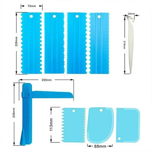 Cake Scraper Set of 9 Packs Cake Scraper Cake Decorating Comb Icing Smoother for cake decorating Plastic baking scraper Decorating Cake Edge Kitch...