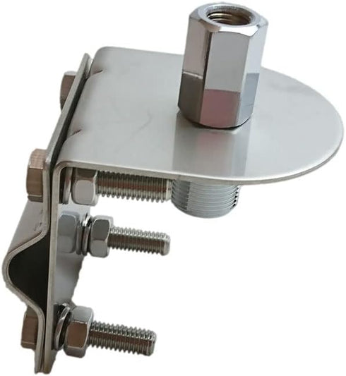 Stainless Steel CB Antenna Mirror Mount with 3/8” x 24 Thread Stud to SO239 Connector (3/8x24 Stud to SO239)...