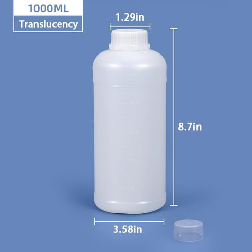 33.8 oz Plastic Reagent Bottle, Laboratory Grade High-Density Polyethylene Bottle, Wide Mouth with Screw Cap, Plastic Sample Bottles for Classroom...