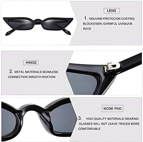 W&Y YING Small Cat Eye Sunglasses for Men and Women Skinny Retro Frame Y2K Shades Trendy Fun Fashion Glasses...