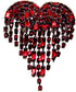 RED BLEEDING HEART CRYSTAL LAVALIER BROOCH bloody tassel drop dark gothic Valentine's Day pin...