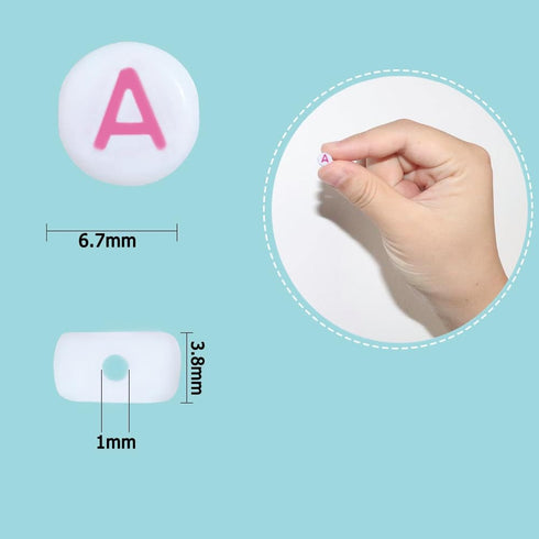 Alphabet Beads A-Z 1400Pcs Letter Beads, Acrylic 4x7mm Round Letter Beads Kits,Black Digit and Colorful Smile Beads for Bracelets Necklaces DIY Je...