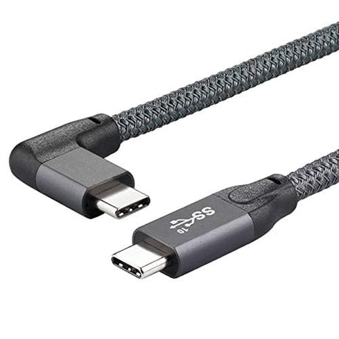 cablecc 10Gbps USB-C USB 3.1 Type C Gen2 Male Data Video 100W Cable 90 Degree Left Right Angled with E-Marker 50cm...