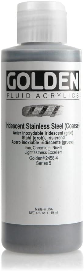 Golden Fluid Acrylic, 4 ounce bottle, Iridescent Stainless Steel...