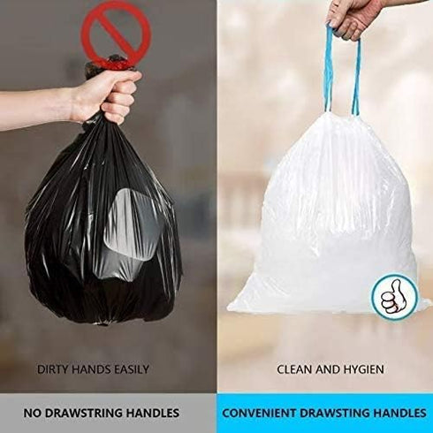 Small Trash Bag, 1.2 Gallon Garbage Bags for Bathroom 75 Counts, 1 Gallon Trash Can liners with Drawstring, Blue Strap Basket Liners, Mini Trash B...