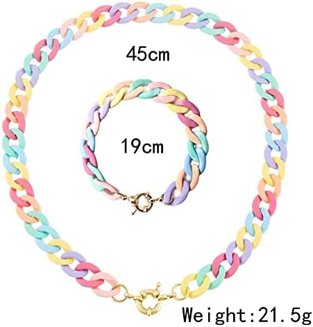 Kercisbeauty Candy Colorful Chunky Chain Acrylic Choker for Women and Girls Cute Punk Rainbow Necklace...
