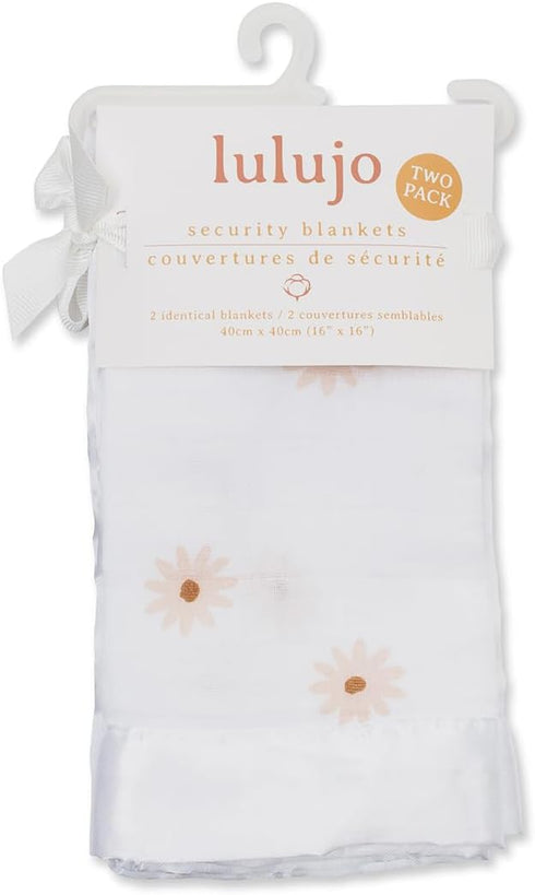 Lulujo Security Lovey Blankets Unisex Softest Breathable Cotton Muslin Security Blanket Set with Silky Satin Trim| Neutral Comforting Blanket for ...