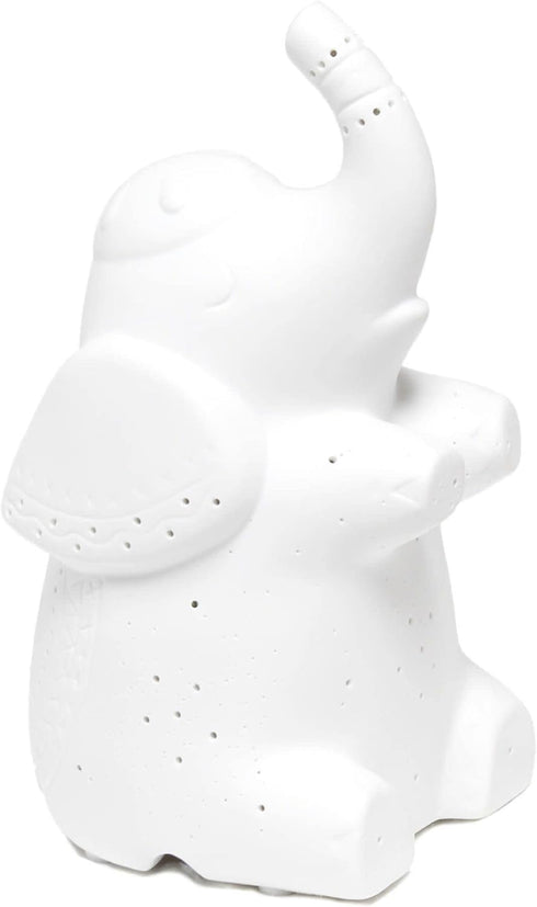 Simple Designs LT3337-WHT White Porcelain Fun Shaped Sitting Night Light Table Lamp, Elephant...