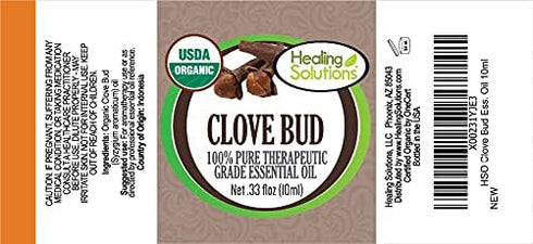 Healing Solutions Organic Clove Bud Oil - Pure & Undiluted Cove Bud Oil - Therapeutic Grade Organic Clove Oil for Teeth, Gums, Tooth & Toothache (...