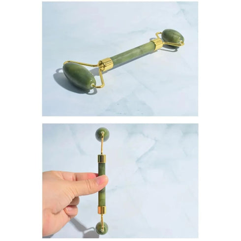 ""GLOW LUX Jade Roller & Gua Sha Facial Tool Set: Boost Radiance and Relaxation with Gentle Massage - Reduce Puffiness, Improve Circulation, and E...