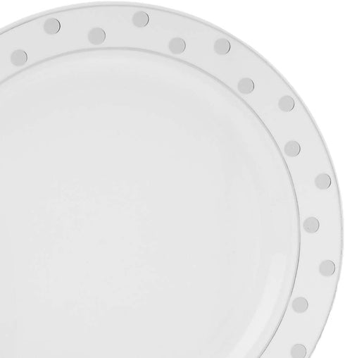 Silver Spoons Disposable Plates For Party - (20 Piece) Heavy Duty Disposable Dinner Set 7.5” , Fine Dining Plastic Dishes For Elegant China Look, ...