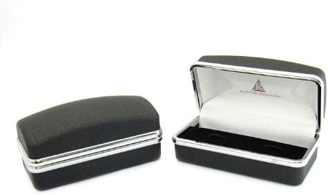 Crystal Cufflinks Gunmetal with Travel Presentation Gift Box...