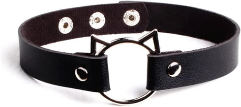 Cat Shape Leather Choker Necklace Soft PU Collar Chain Adjustable Gothic Punk Daily Party Dressing Jewelry for Women...
