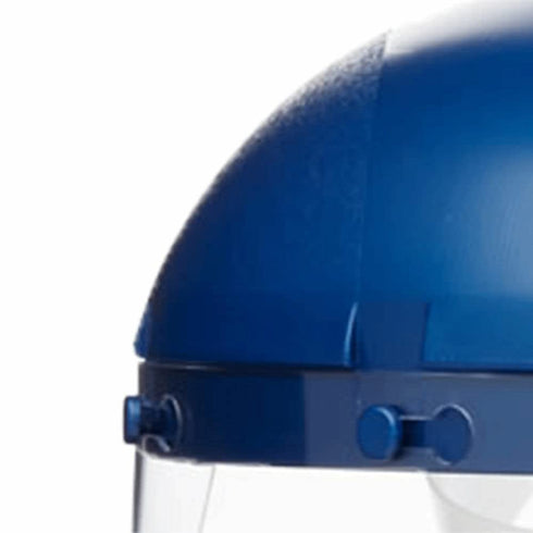 Single Crown Safety Face Shield with Pin-Lock Headgear, Polycarbonate Window, Clear Tint, Sta-Clear Anti-Fog Coating, Blue Crown...