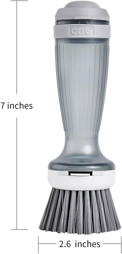 CQT Dish Brush with Soap Dispenser for Dishes, Kitchen Sink, Pot, Pan Scrubbing, 1 Brush 2 Refills...